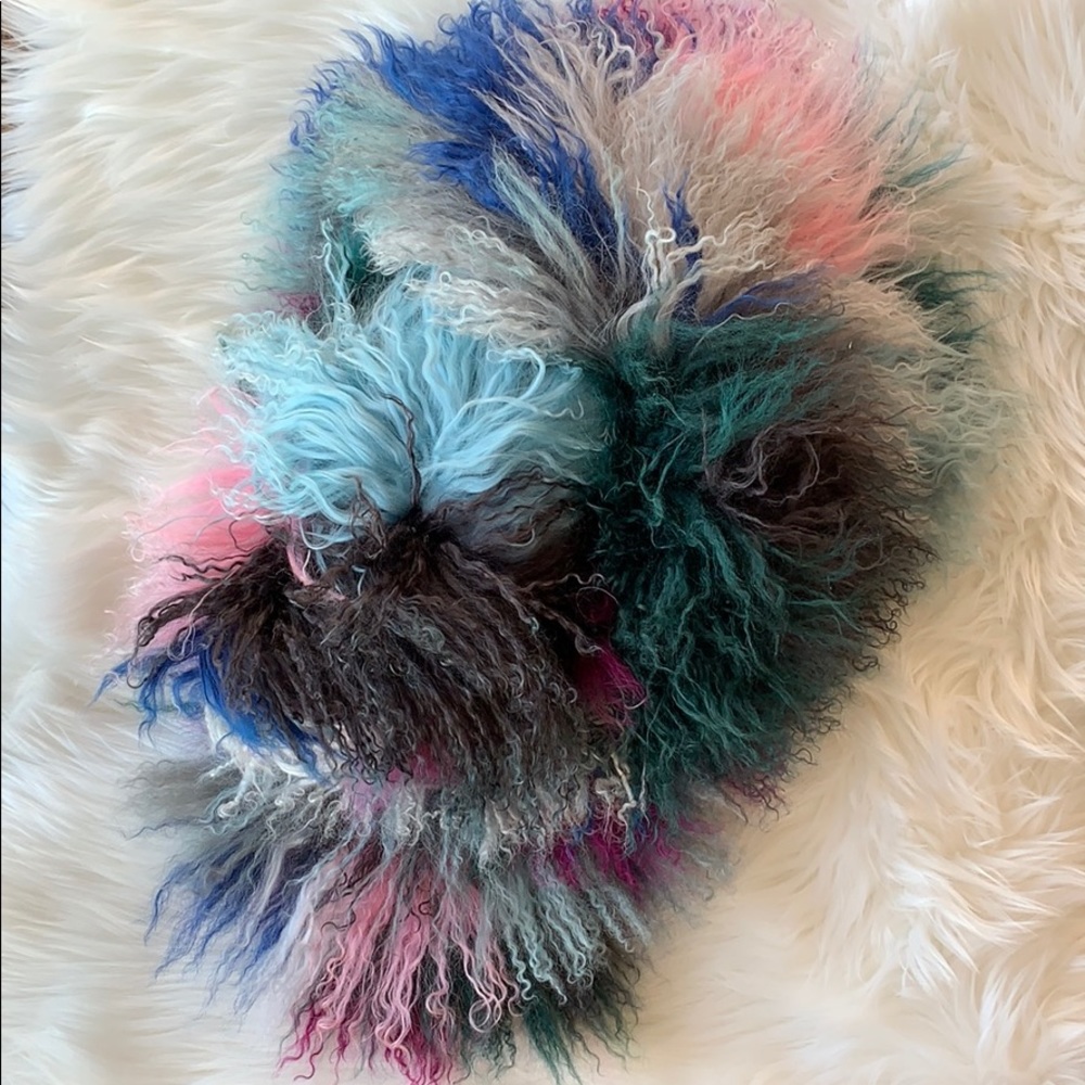 Charlotte Simone Kaleidoscope Mongolian Lamb Scarf - Picture 6 of 6